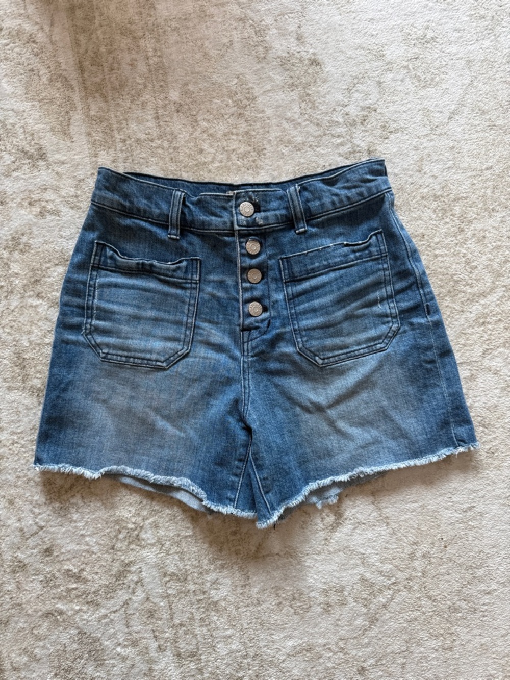 Madewell High-Rise Button-Front Denim Shorts - Blue